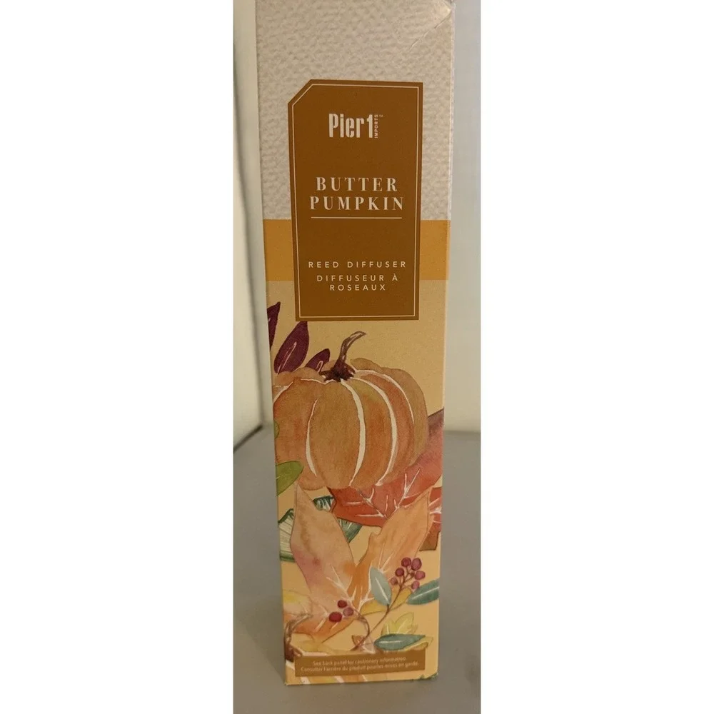 Pier 1 Imports Butter Pumpkin Reed Diffuser Home Fragrance Oil 8 oz NIB